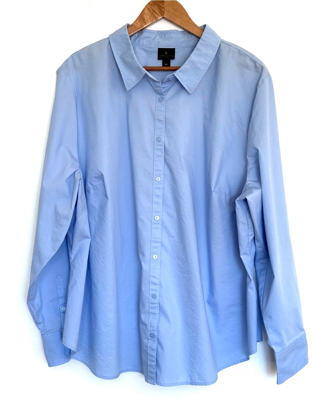 Worthington Plus Shirt Women’s 3X Light Blue Button Down Long Sleeve Collar Top